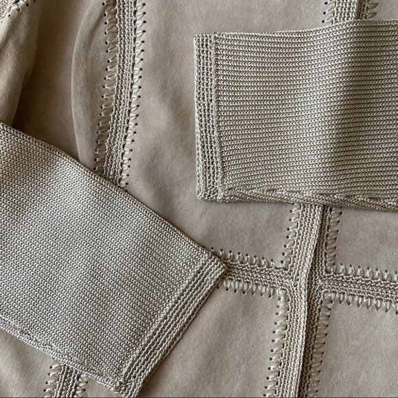 NWOT Jones New York  Suede Crochet Patchwork Open Front Jacket - Picture 12 of 16